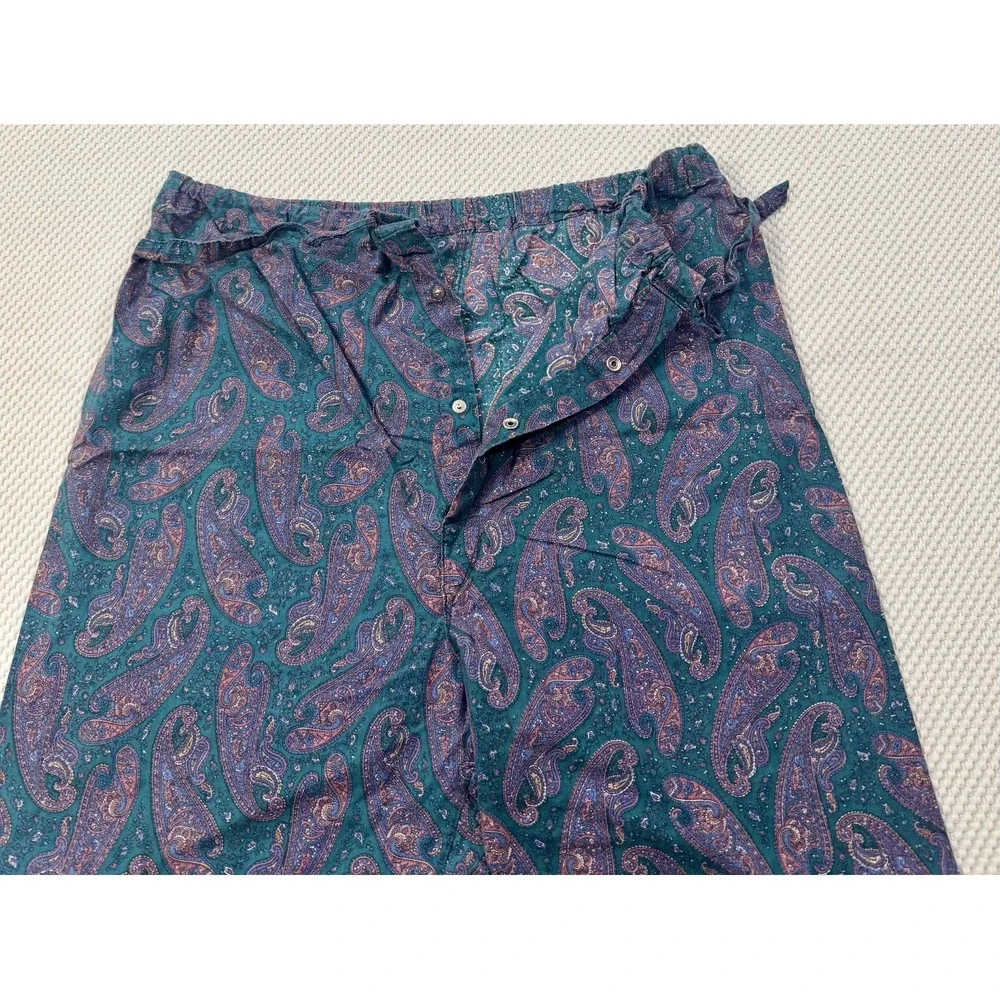 VTG Christian Dior Monsieur Le Connaisseur Pajamas Set Large Paisley Teal Purple